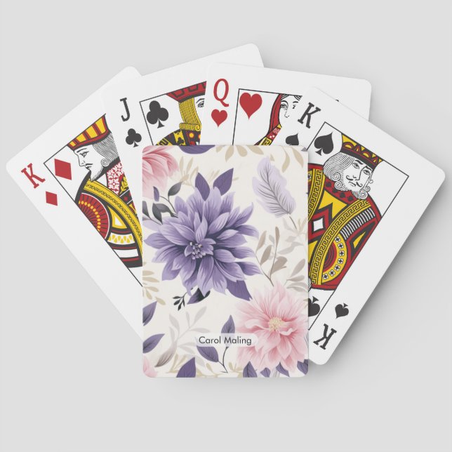 Jeu De Cartes Floral Personalized Pack of Cards | Custom Greetin (dos)