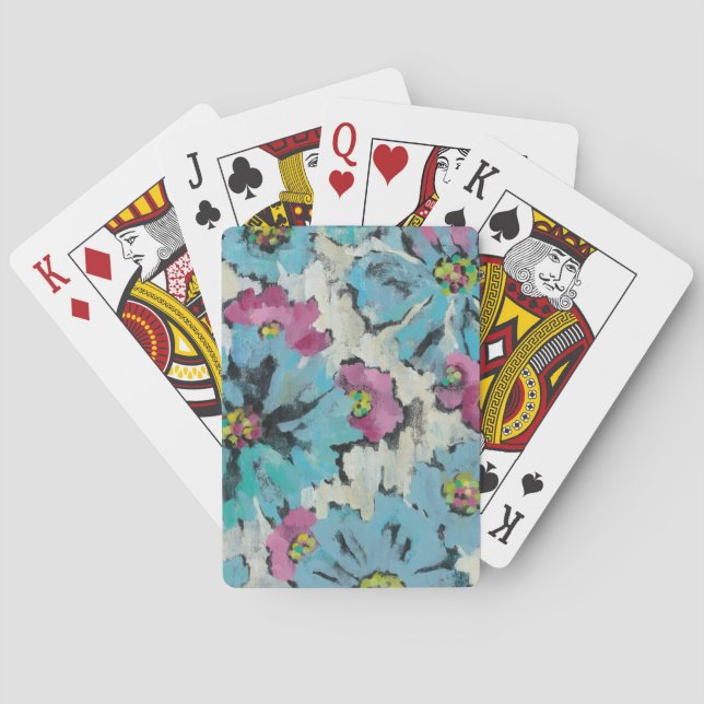 Jeu De Cartes Floral rose et bleu graphique (dos)