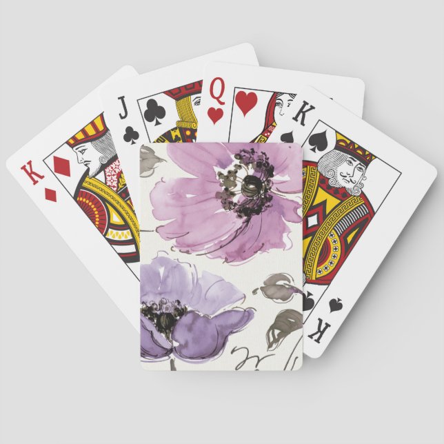 Jeu De Cartes Floral Valse Plum Aquarelle Fleurs (dos)