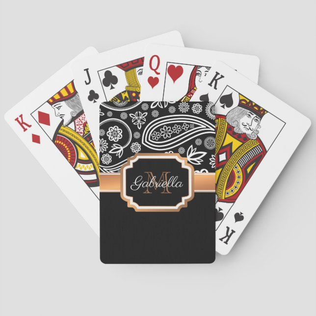 Jeu De Cartes Flore noire et or (dos)