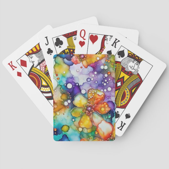 Jeu De Cartes Flore psychédélique et bulles Abstraites (dos)