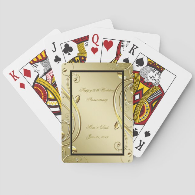 Jeu De Cartes Florish Gold Black 50e anniversaire Mariage (dos)