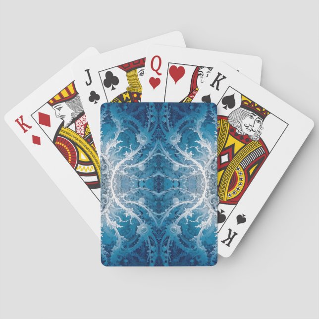 Jeu De Cartes Flux cosmique sacré - Symétrie argent bleu (dos)