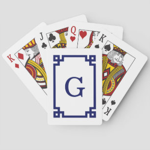 Jeu De Cartes Fond DIY Clé Grecque Bleu Marine Cadre #2 1I