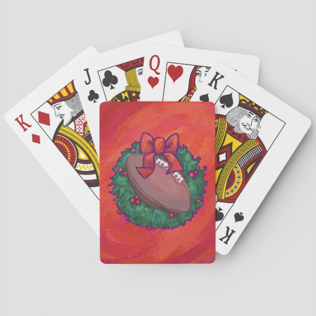 Jeu De Cartes Football de couronne de Noël en rouge (dos)