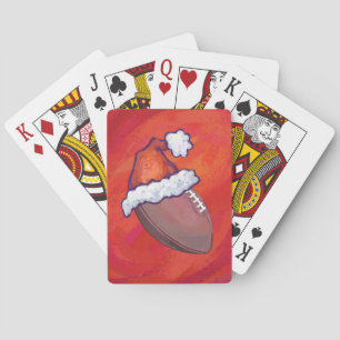 Jeu De Cartes Football en chapeau de Santa sur fond rouge
