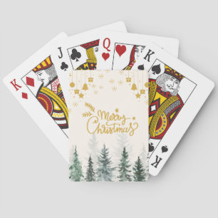 Jeu De Cartes Forêt d'aquarelle Joyeux Noël