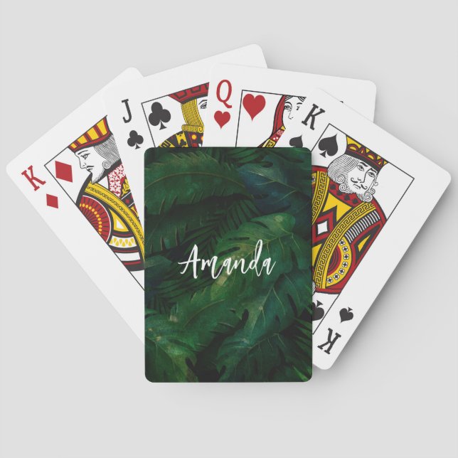 Jeu De Cartes Forêt tropicale tropicale feuillage vert (dos)