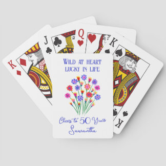 Jeu De Cartes Fougueux de cœur Chanceux dans la vie Fleurs 50e A