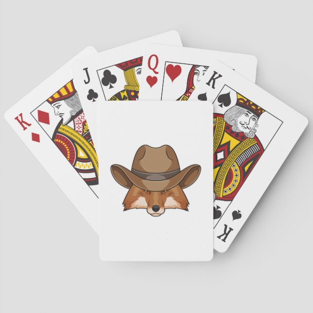 Jeu De Cartes Fox comme Cowboy avec Casquette (dos)