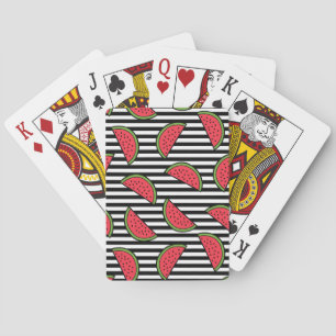 Jeu De Cartes Fraise sur le Motif Black & White Stripes