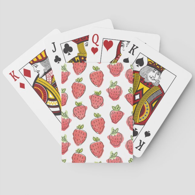 Jeu De Cartes Fraises d'aquarelle (dos)