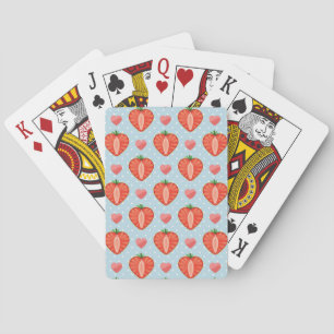 Jeu De Cartes Fraises de coeur avec Pois et coeurs