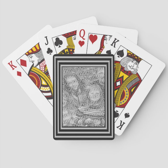 Jeu De Cartes Frame Bordure Noir Et Argent Modèle Photo (dos)