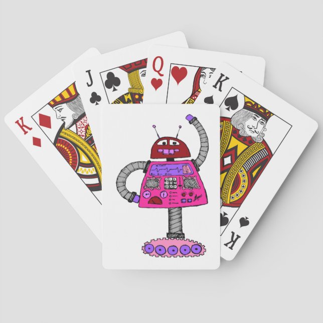Jeu De Cartes Frankie Robot : Rose sur blanc (dos)