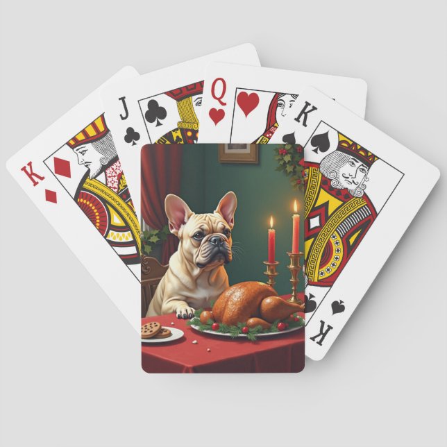 Jeu De Cartes French Bulldog Christmas Eve Feast Painting (dos)