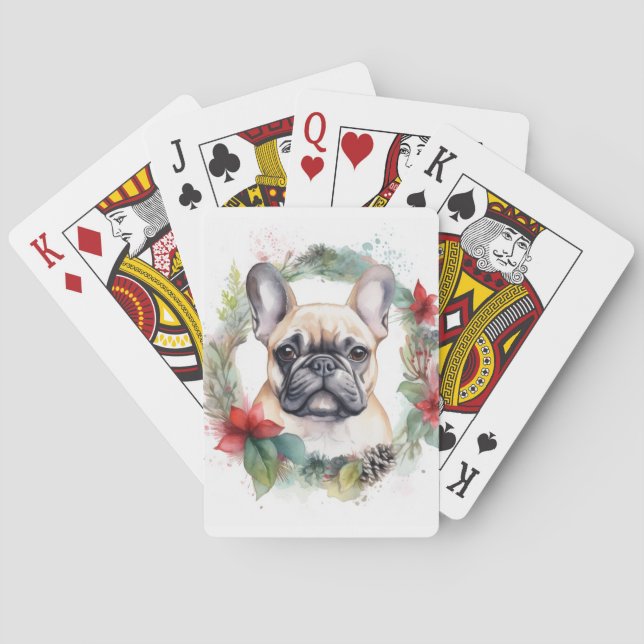 Jeu De Cartes French Bulldog Christmas Wreath Festive Pup (dos)