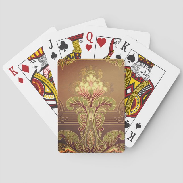 Jeu De Cartes frise florale victorienne élégante fleur Art nouve (dos)