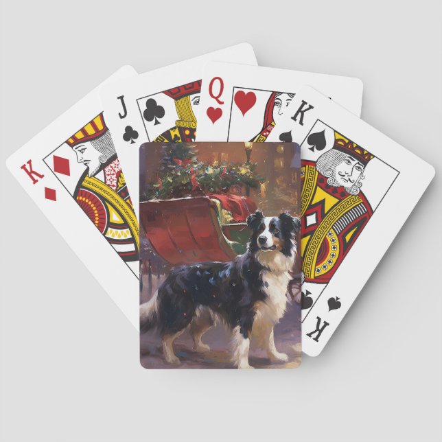 Jeu De Cartes Frontière Collie Festive de Noël (dos)