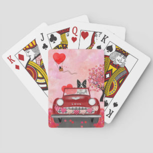 Jeu De Cartes Frontière Collie voiture avec les coeurs Valentine