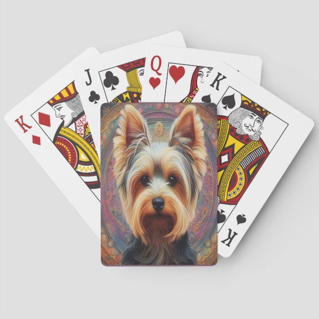 Jeu De Cartes Frontière colorée du Yorkshire Terrier chien réali (dos)