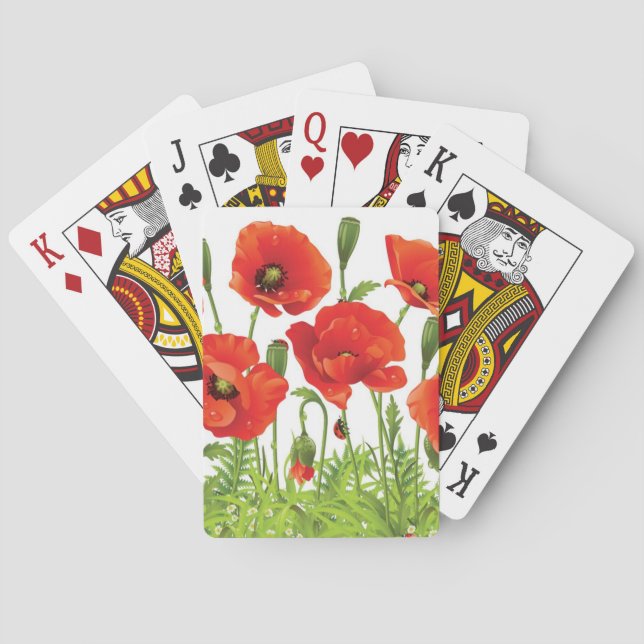 Jeu De Cartes Frontière horizontale avec le pavot rouge (dos)