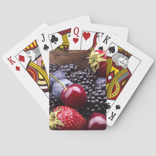 Jeu De Cartes Fruits savoureux d'été sur un Tableau en bois (dos)