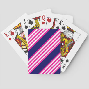 Jeu De Cartes Fuchsia et blanc cinq bandes motif avec bleu
