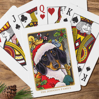 Jeu De Cartes Fun Père Noël Chien Dachshund Tuyau Noël Personnal