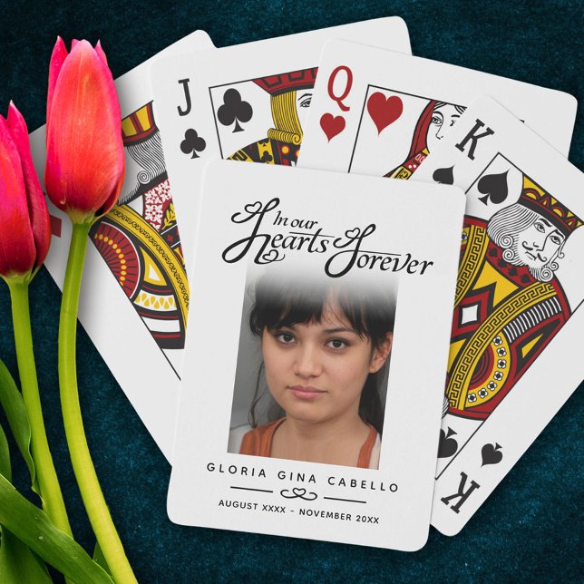 Jeu De Cartes Funérailles dans nos coeurs photo blanche souvenir (Créateur téléchargé)