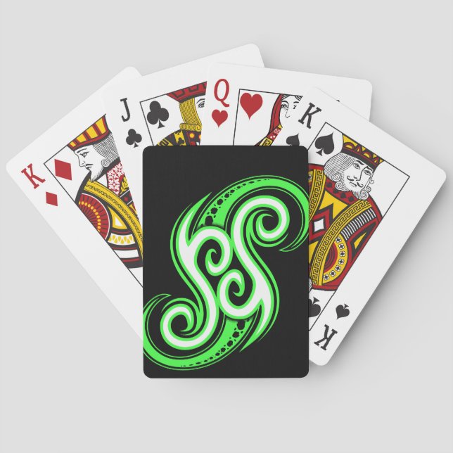 Jeu De Cartes Funky Green Swirl Design Jouer Cartes (dos)