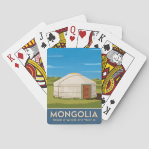 Jeu De Cartes Funky Vintage voyage Mongolie Yurt Style Rétro