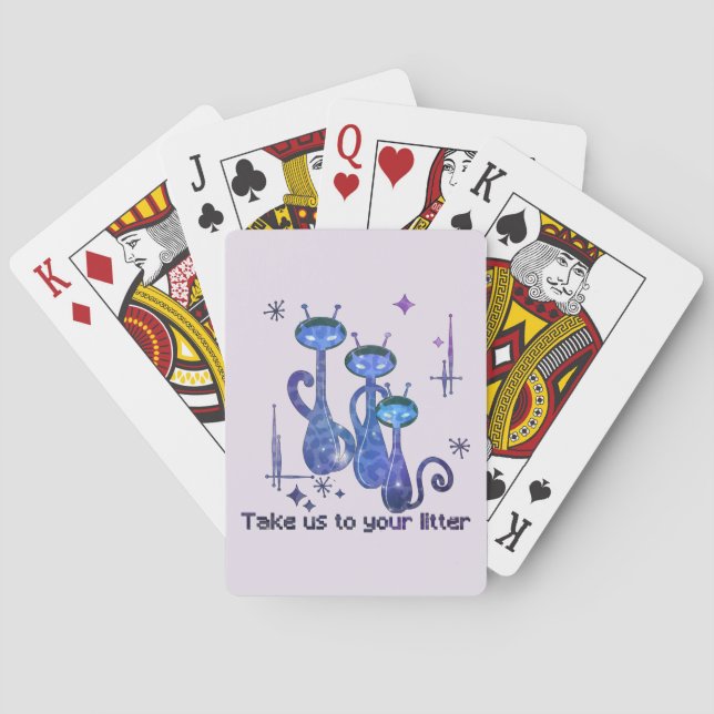 Jeu De Cartes Funny Alien Cats | Take Us To Your Litter (dos)