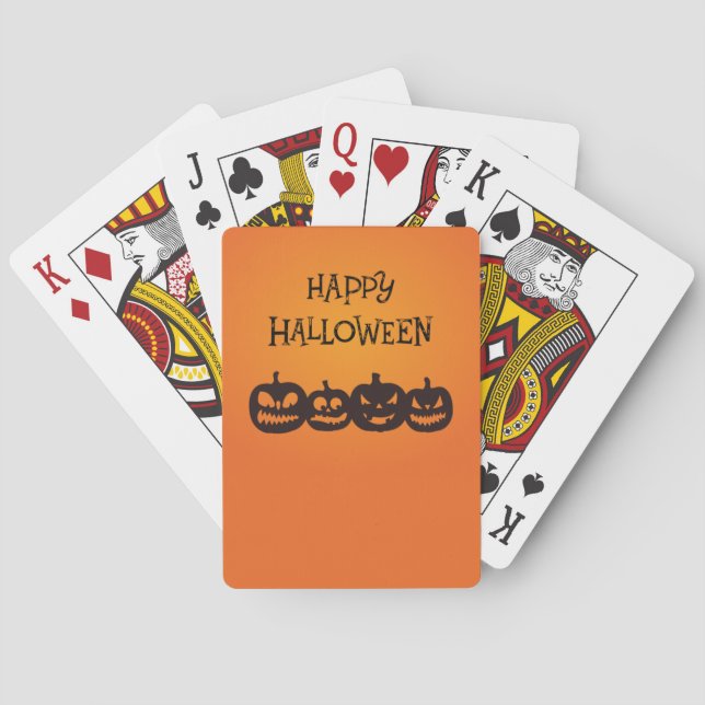 Jeu De Cartes Funny Carved Halloween Quatuor Citrouille (dos)