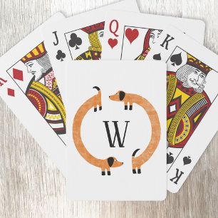 Jeu De Cartes Funny Dachshund Saucisse Chien Monogramme