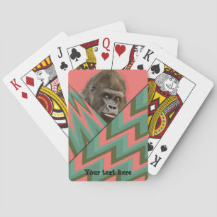 Jeu De Cartes Funny Gorilla Rose Vert Chevron Jouer des cartes