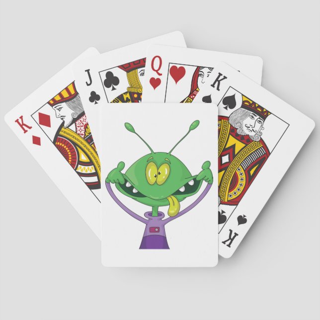 Jeu De Cartes Funny Green Alien Making Silly Face (dos)