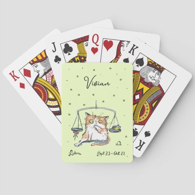 Jeu De Cartes Funny Libra Zodiac Chat Étoile signe horoscope (dos)