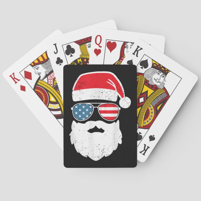 Jeu De Cartes Funny Père Noël Visage Lunettes de soleil patrioti (dos)
