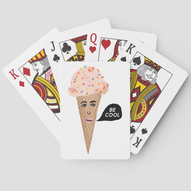 Jeu De Cartes Funny Pink Ice Cream Lady dit BE COOL (dos)