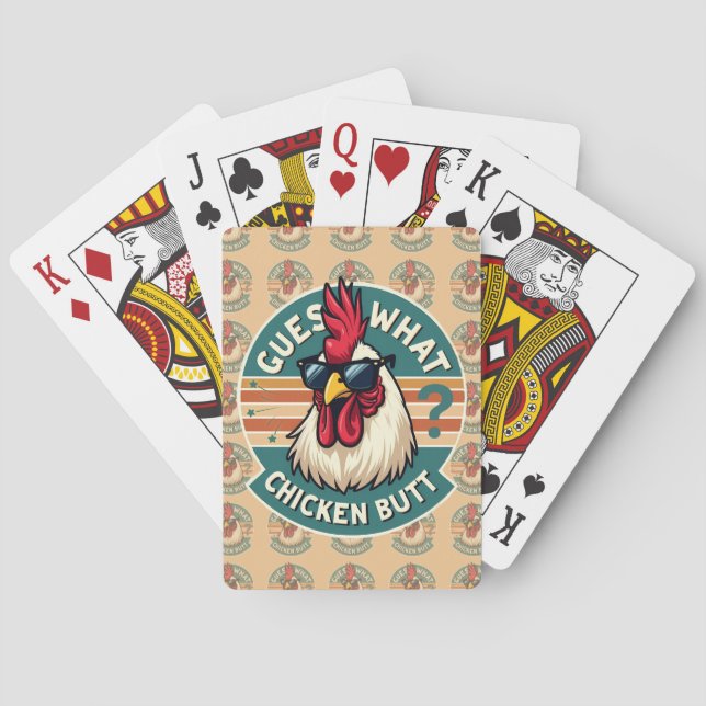 Jeu De Cartes  Funny Retro Chicken Butt Joke Design (dos)