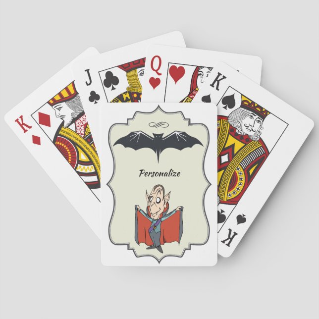 Jeu De Cartes Funny Vampire Dracula & Bat Personnaliser (dos)