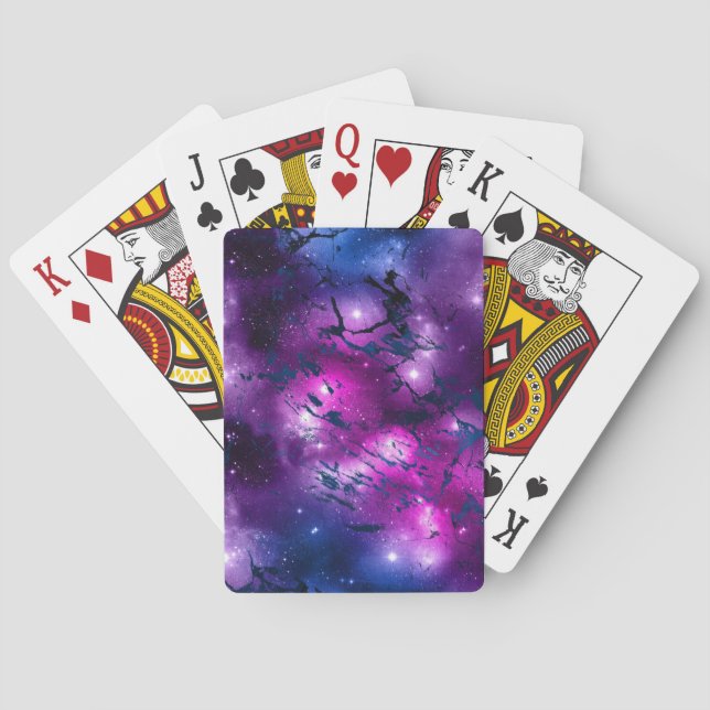 Jeu De Cartes Galaxie | Bleu cosmique Marbre pourpre et rose (dos)