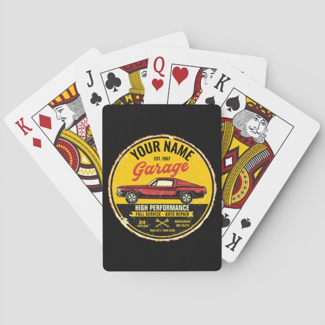Jeu De Cartes Garage de voiture classique rouge rapide 1967 pers (dos)