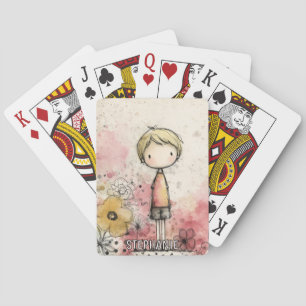 Jeu De Cartes Garçon Capricieux Aquarelle aux Accents Floraux (2