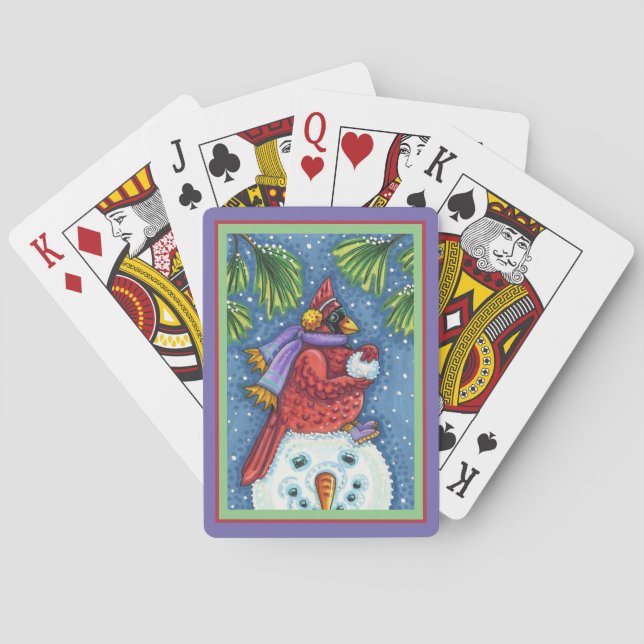 JEU DE CARTES GARDE CARDINAL SNOWMAN, CUTE NOËL REDBIRD (dos)