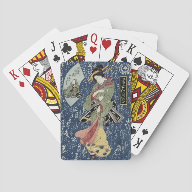 Jeu De Cartes Geisha d'Eisen dans le kimono vert (dos)
