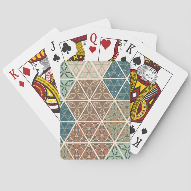 Jeu De Cartes Geo extérieur XI motif tribal bleu et vert de | (dos)