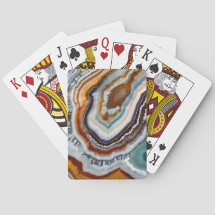 Jeu De Cartes Géode d'agate orange terracotta blanc noir bleu
