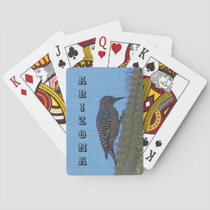 Jeu De Cartes Gila Woodpecker Sur Saguaro Cactus Arizona Nature